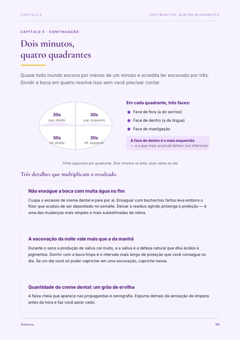 Página do guia sobre a escovação correta
