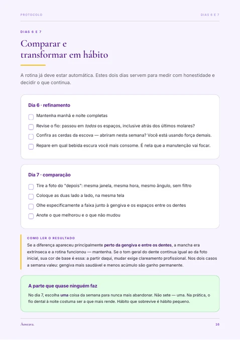 Página do guia com o protocolo dos 7 dias