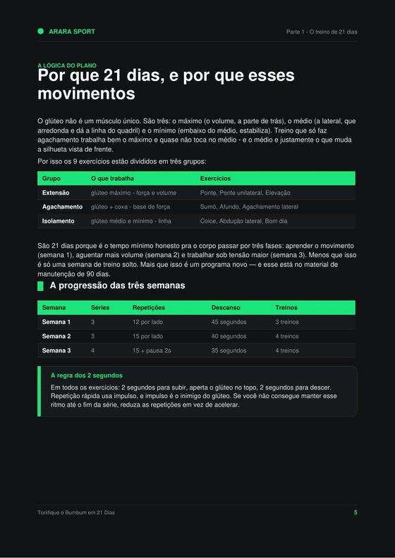 Página do guia explicando os três glúteos